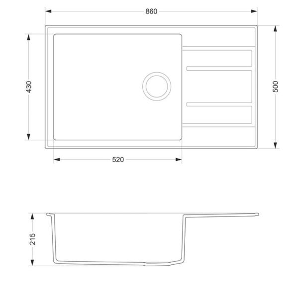 GRANITAL POMIVALNO KORITO SINK SOLUTION NATURA 200 PLUS ČRN