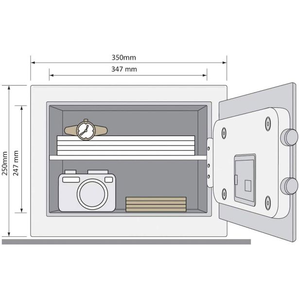 YALE TREZOR GUEST MEDIUM; VXŠXD 250X350X250MM, 8,3 KG, 16,3 L,  Z ELEKTRONSKA KLJUČAVNICA IN MASTER KODO + KODA GOSTA, ČRNI.