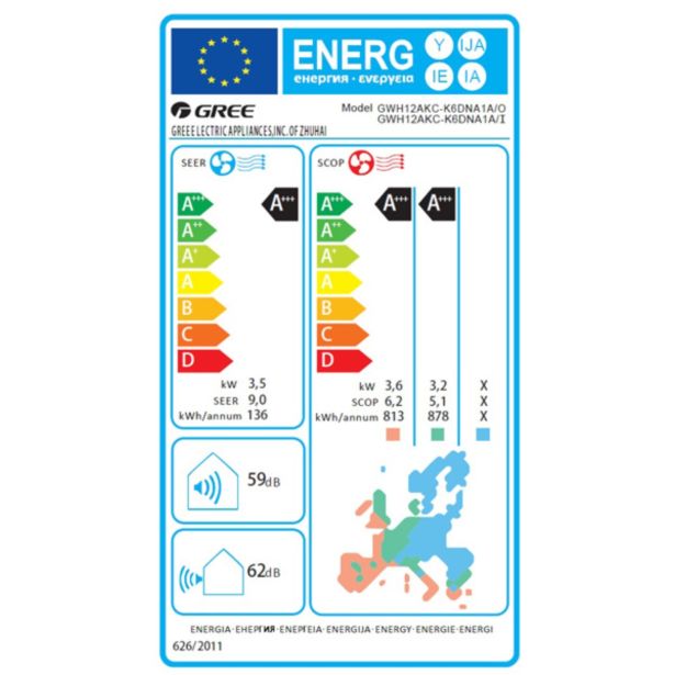 KLIMATSKA NAPRAVA GREE GWH12AKC-K6DNA SOYAL 3.5KW, NOTR+ZUN ENOTA