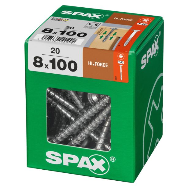 VIJAK ZA LESENE KONSTRUK. SPAX HI.FORCE WIROX 8X100 ZAV=20KOS