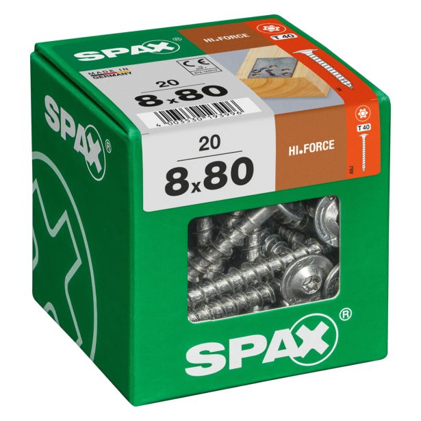 VIJAK ZA LESENE KONSTRUK. SPAX HI.FORCE WIROX 8X80 ZAV=20KOS