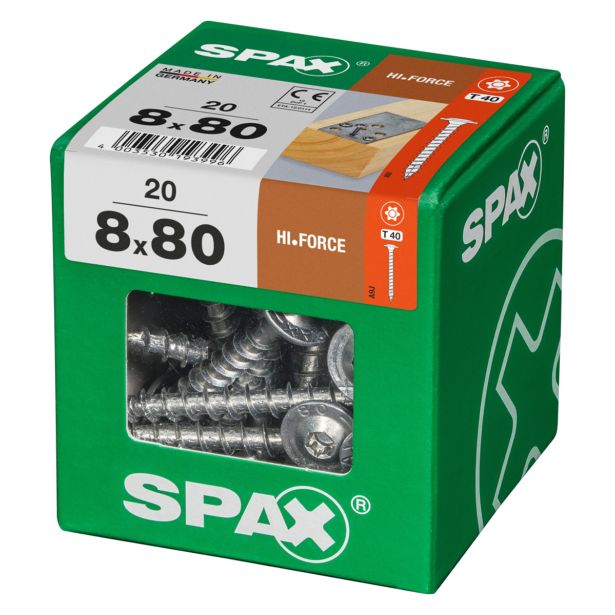 VIJAK ZA LESENE KONSTRUK. SPAX HI.FORCE WIROX 8X80 ZAV=20KOS