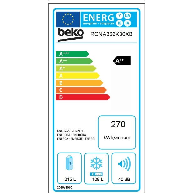 HLADILNIK IN ZAMRZOVALNIK BEKO RCNA 366K30XB