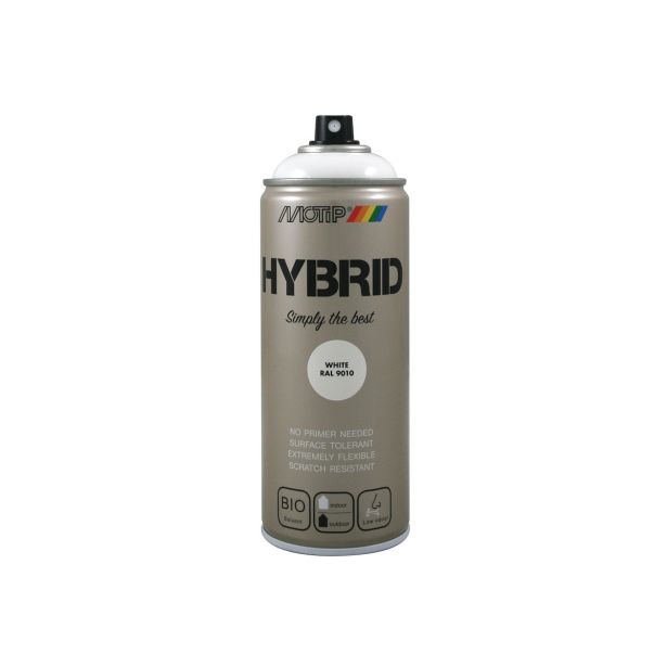 BARVNI SPREJ MOTIP HYBRID RAL.: 9010 400 ML BELI