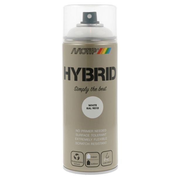 BARVNI SPREJ MOTIP HYBRID RAL.: 9010 400 ML BELI