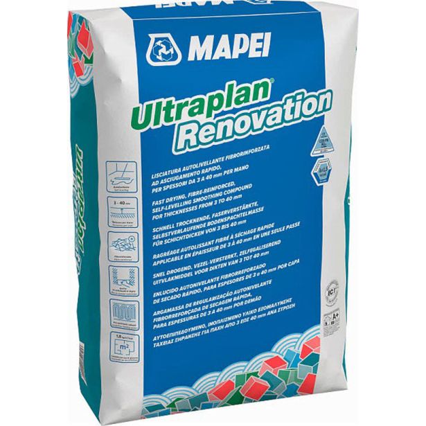 IZRAVNALNA TALNA MASA MAPEI ULTRAPLAN RENOVATION 25KG Z MIKROVLAKNI