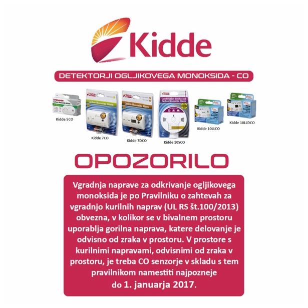 DETEKTOR (JAVLJALNIK) KIDDE 7DCO Z LCD DISPLAYEM OGLJIKOV MONOKSID