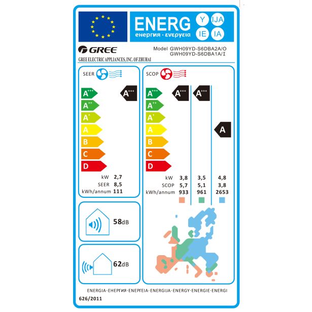 KLIMATSKA NAPRAVA GREE GHW09YD-S6DBA1A AMBER 2.7KW, NOTR+ZUN ENOTA