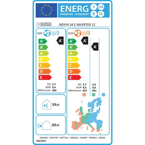 KLIMATSKA NAPRAVA OLIMPIA SPLENDID NEXYA S4E INVERTER 12 3.5KW, NOTR+ZUN. ENOTA