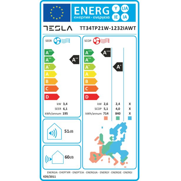 KLIMATSKA NAPRAVA TESLA TT34TP21W-1232IAWT - 3,5 KW