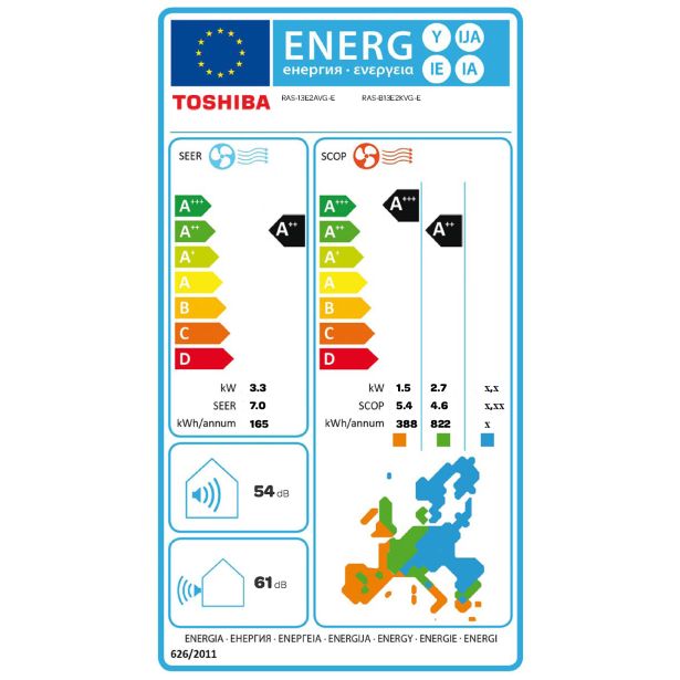 KLIMATSKA NAPRAVA TOSHIBA RASB13E2KVG-E/ RAS13E2AVGE   3.30/3.60  SEYA  A++ BREZ WIFI