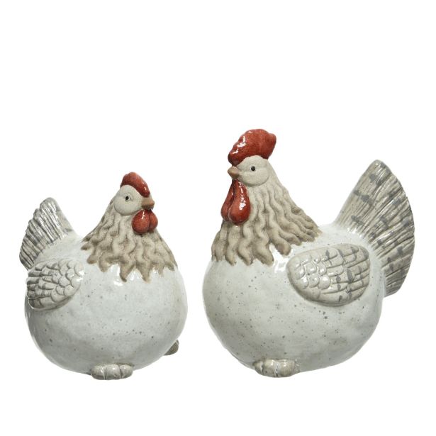 KOKOŠ (8.5X10.5X12CM) / PETELIN (8.5X13X13.5CM), GLINA