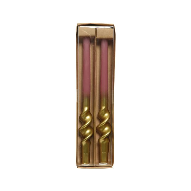 KONUS SVEČA DECORIS ROZA/ZLATA, ZAVITA 2/1 FI 3.5 CM, VIŠINA 30.5 CM