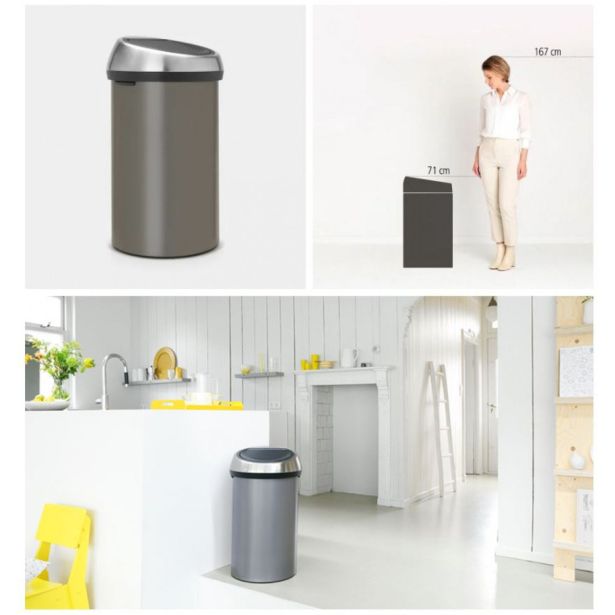 KOŠ ZA SMETI BRABANTIA NA DOTIK 60 L, PLATINUM