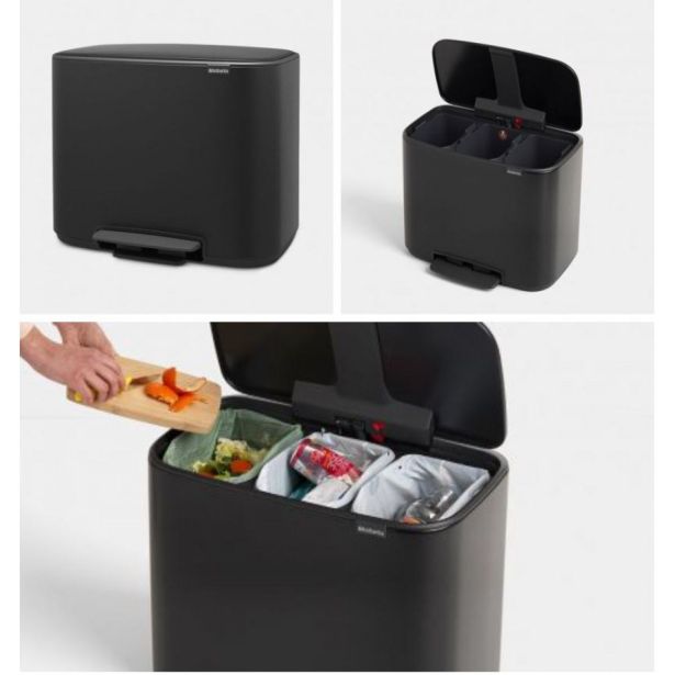 KOŠ ZA SMETI BRABANTIA ZA LOČEVANJE BO PEDAL BIN 3X11 L, ČRN