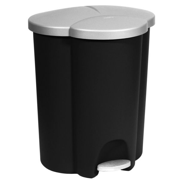 KOŠ ZA SMETI CURVER S PEDALOM, TRIO 2X17L+1X6L, ČRNO SREBRN