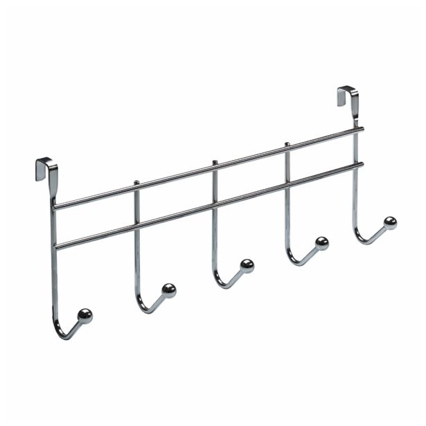 KOVINSKI OBEŠALNIK HETTICH DIY ZA NA VRATA, 375X165X60 MM, 5 KLJUK, KROMIRAN