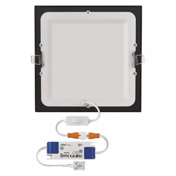 LED PANEL EMOS NEXXO 18W CCT, ČRNI KVADRATNI VGRADNI