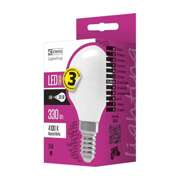 LED ŽARNICA E14 EMOS CLS MINI GL 4W NW