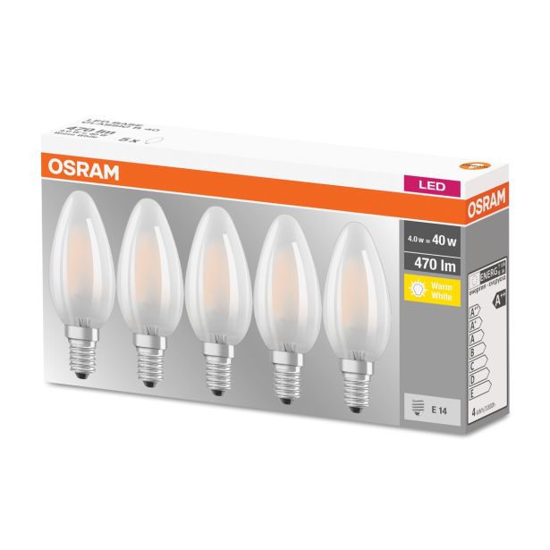 LED ŽARNICA E14 OSRAM BASE CLB40 4W/827 MAT 220-240V PAK/5