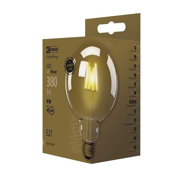 LED ŽARNICA E27 EMOS VNT G125 4W WW 230V VINTAGE GLOB G125