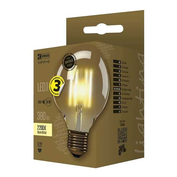 Led arnica E27 Emos Vnt G95 4w Ww 230v Vintage Glob G95 Merkur.si