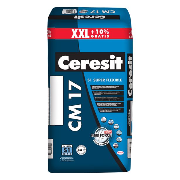 LEPILO ZA PLOŠČICE HENKEL ACB CERESIT CM 17 SIV 27.5 KG XXL C2TES1 - SUPER FLEXIBLE