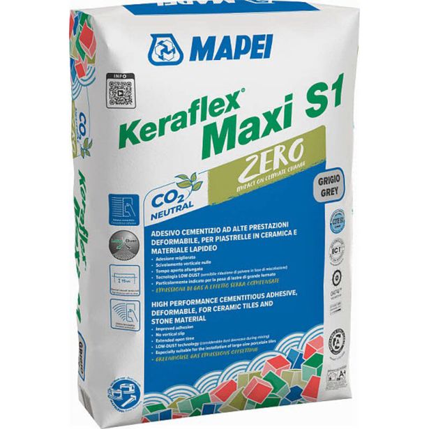 LEPILO ZA PLOŠČICE MAPEI KERAFLEX MAXI S1 ZERO SIV 25KG C2TE S1