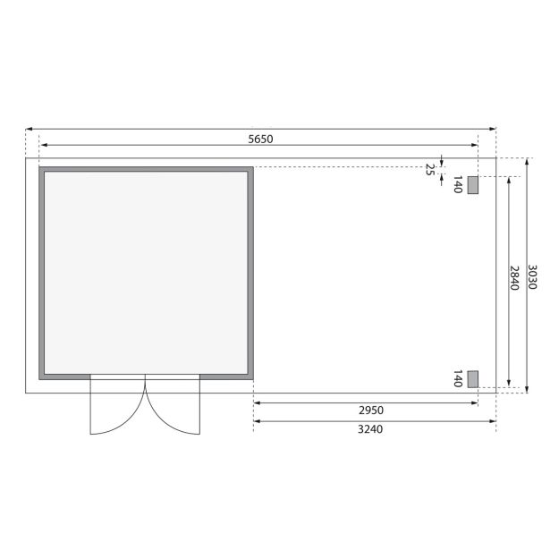 LESENA VRTNA HIŠKA KARIBU KANDERN 6 S TERASO 270X222X270+320 LES 28MM