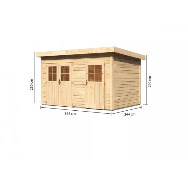 LESENA VRTNA HIŠKA KARIBU TINTRUP 364X244X210X LES 28MM