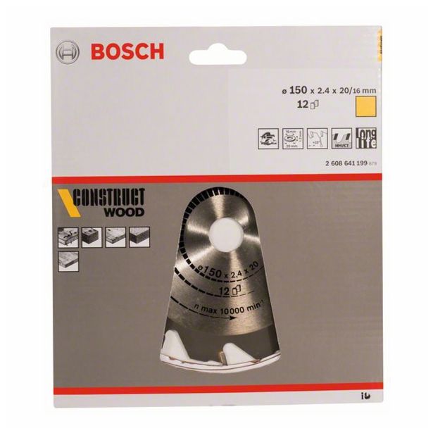 LIST ŽAGE ZA LES WIDIA BOSCH 150X2.4/1.4X20/16 ZOB 12 CONSTRUCT WOOD