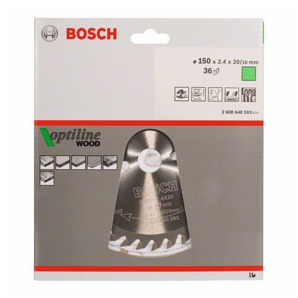 LIST ŽAGE ZA LES WIDIA BOSCH 150X2.4/1.4X20/16 ZOB 36