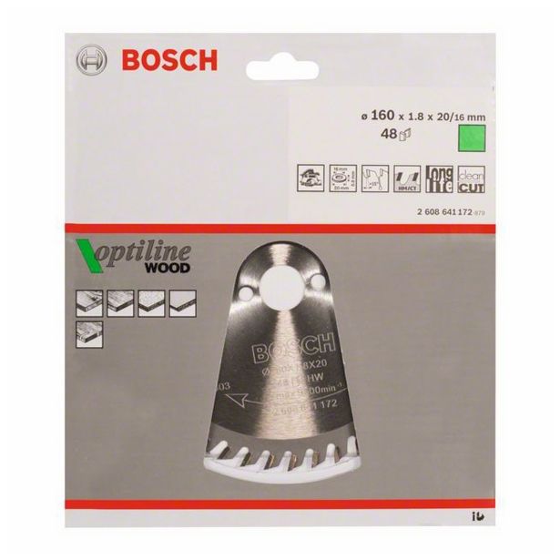 LIST ŽAGE ZA LES WIDIA BOSCH 160X1.8/1.2X20/16 ZOB 48