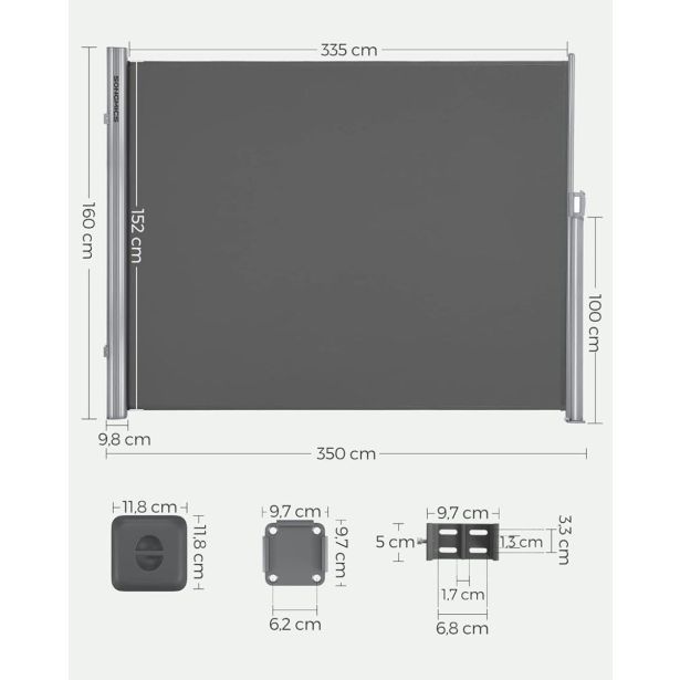 STRANSKA PREGRADA SONGMICS GSA165G02 160X350