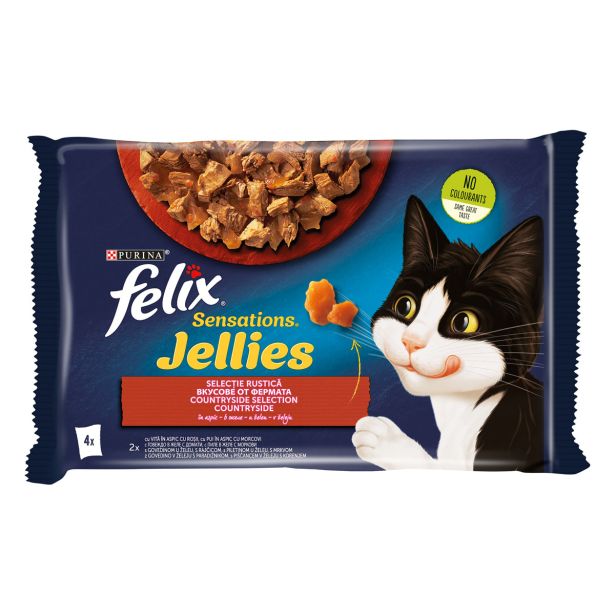 MOKRA HRANA ZA MAČKA FELIX SENSATIONS MESO 4X85G