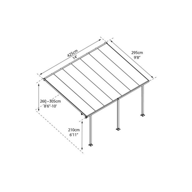 NADSTREŠEK ZA TERASO PALRAM FERIA PATIO COVER, 3X4,25, SIVA/TRANSPARENT