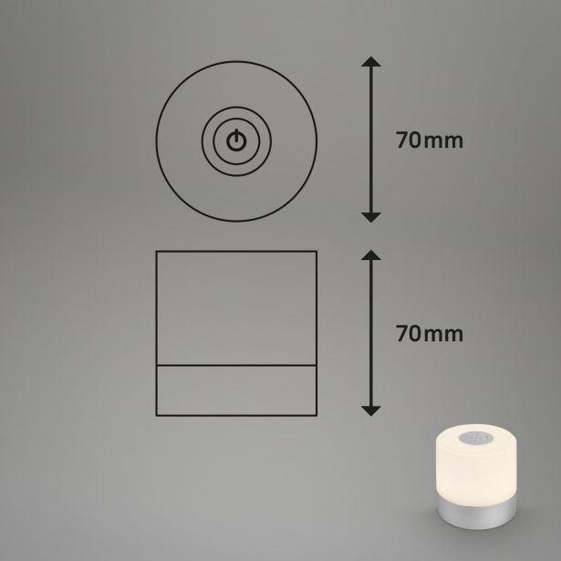 NAMIZNA SVETILKA BRILONER POLNILNA SIVA PVC 1200MAH USB IP44 ZATEMLJIVA 7CM