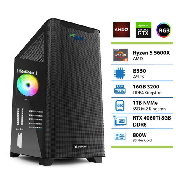 NAMIZNI RAČUNALNIK PC PLUS GAMER R5 5600X 16GB 1TB 4060TI