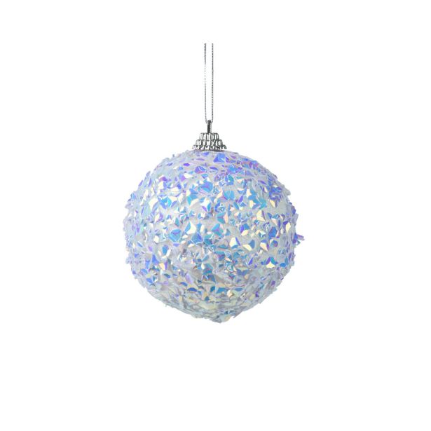 OKRASEK ZA JELKO DECORIS KROGLA, 8 CM, BELO MODRA