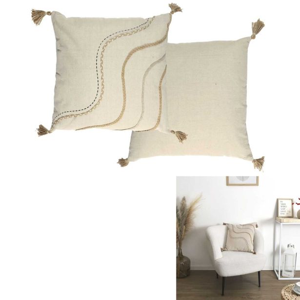 OKRASNI VZGLAVNIK HOME DECO COFKI 40X40 CM BEŽ BARVA Z VZORCEM