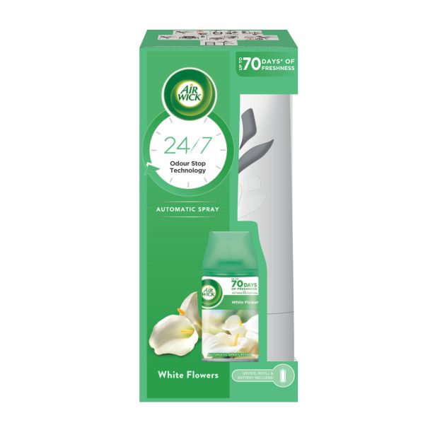 OSVEŽILEC ZRAKA V SPREJU AIRWICK FRESHMATIC KOMPL WHITE FLOWERS 250 ML