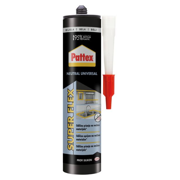 PATTEX NEVTRALNI UNIVERZALNI SILIKON BELA BARVA