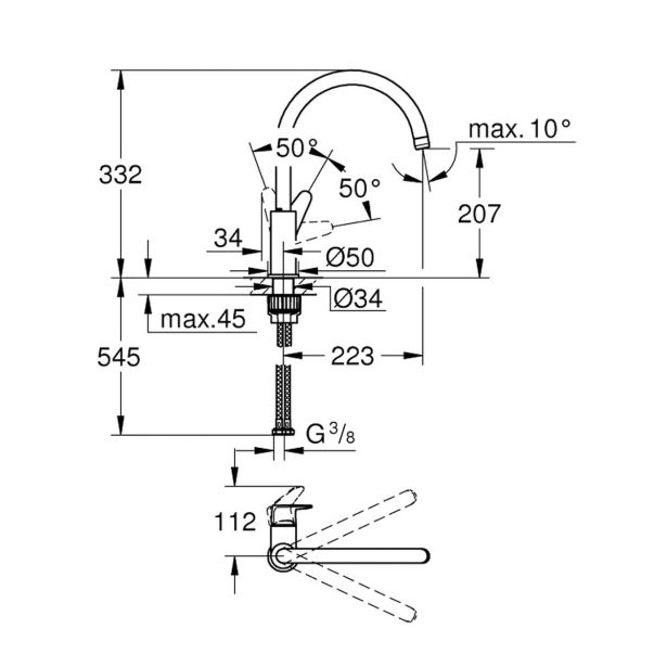 PIPA KUHINJSKA GROHE START CURVE VISOKA C