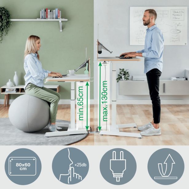 PISALNA MIZA LEITZ COSY-WOW ERGO 80X60CM DVIŽNA BELA ELEKTRIČNA