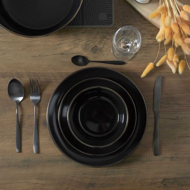 PLITVI KROŽNIK HOME DECO 26 CM ČRN LISERE DORE KERAMIKA