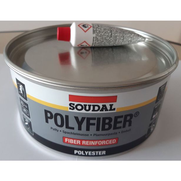 SOUDAL POLIESTER KIT PF (POLYFIBER) Z VLAKNI SIVI 2 KP 1,5 KG