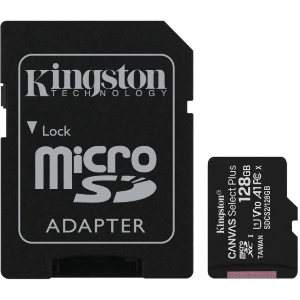 POMNILNIŠKA KARTICA KINGSTON SDXC MICRO 128GB CANVAS SELECT PLUS 100MB/S