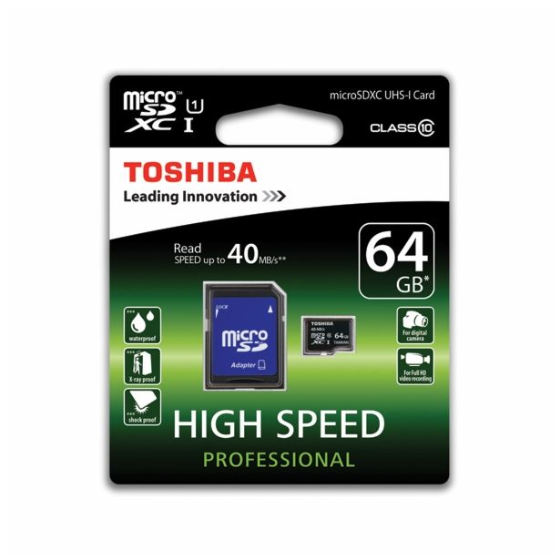 POMNILNIŠKA KARTICA TOSHIBA MICRO SD 64GB UHC ADAPTER