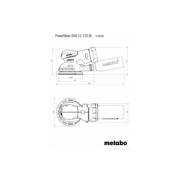 AKU. ROTACIJSKI BRUSILNIK METABO POWERMAXX SXA 12-125 BL