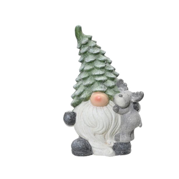 PRAZNIČNA FIGURA DECORIS PALČEK Z JELENOM, 39 CM ZELEN/SIV